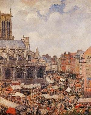 Camille Pissarro - The Market Surrounding the Church of Saint-Jacques, Dieppe, 1901